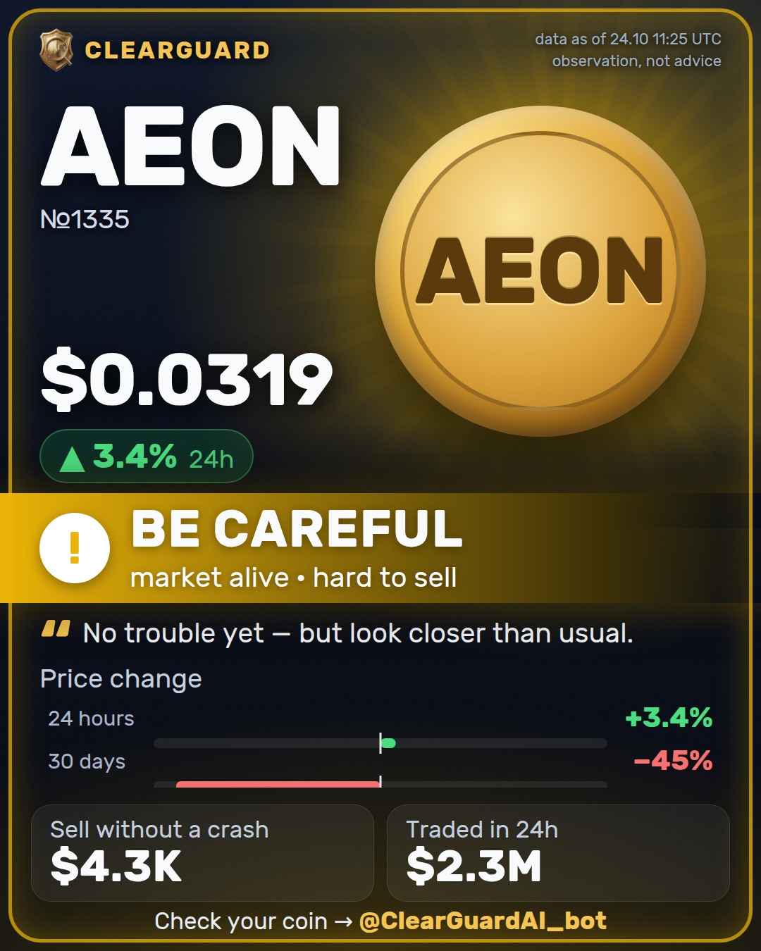 AEON — BE CAREFUL