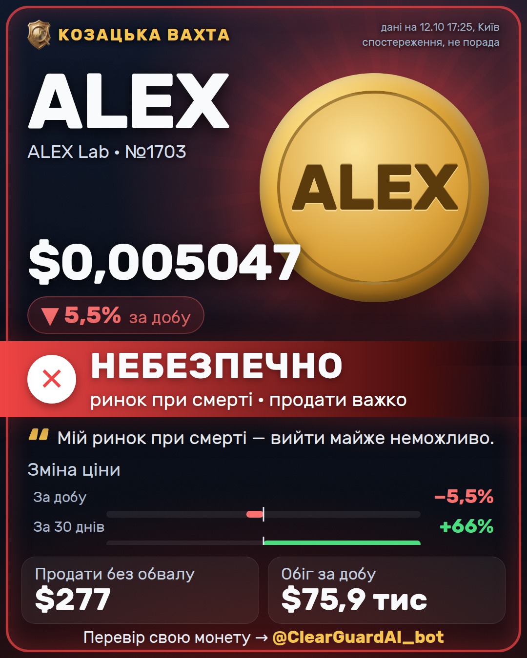 ALEX · ALEX Lab — НЕБЕЗПЕЧНО