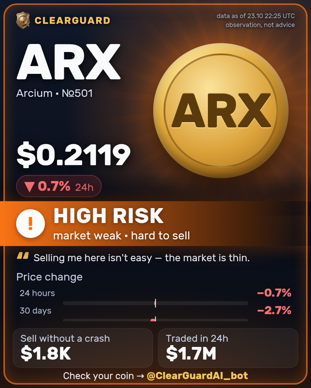 ARX · Arcium — HIGH RISK