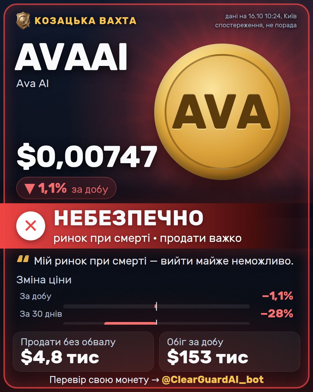 AVAAI · Ava AI — НЕБЕЗПЕЧНО