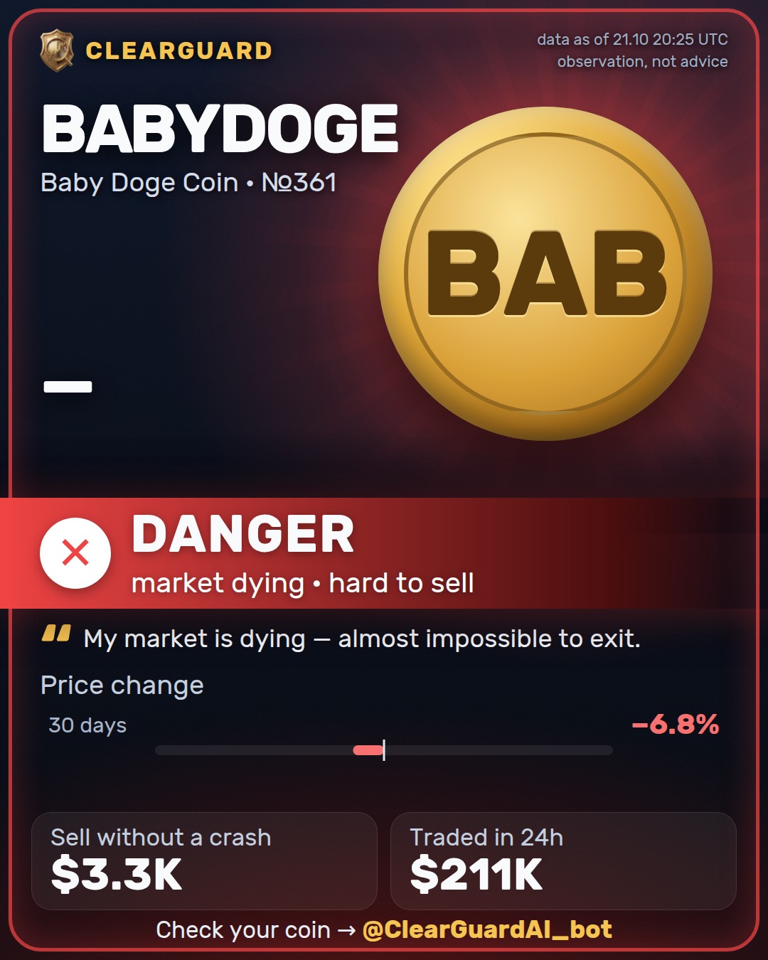 BABYDOGE · Baby Doge Coin — DANGER