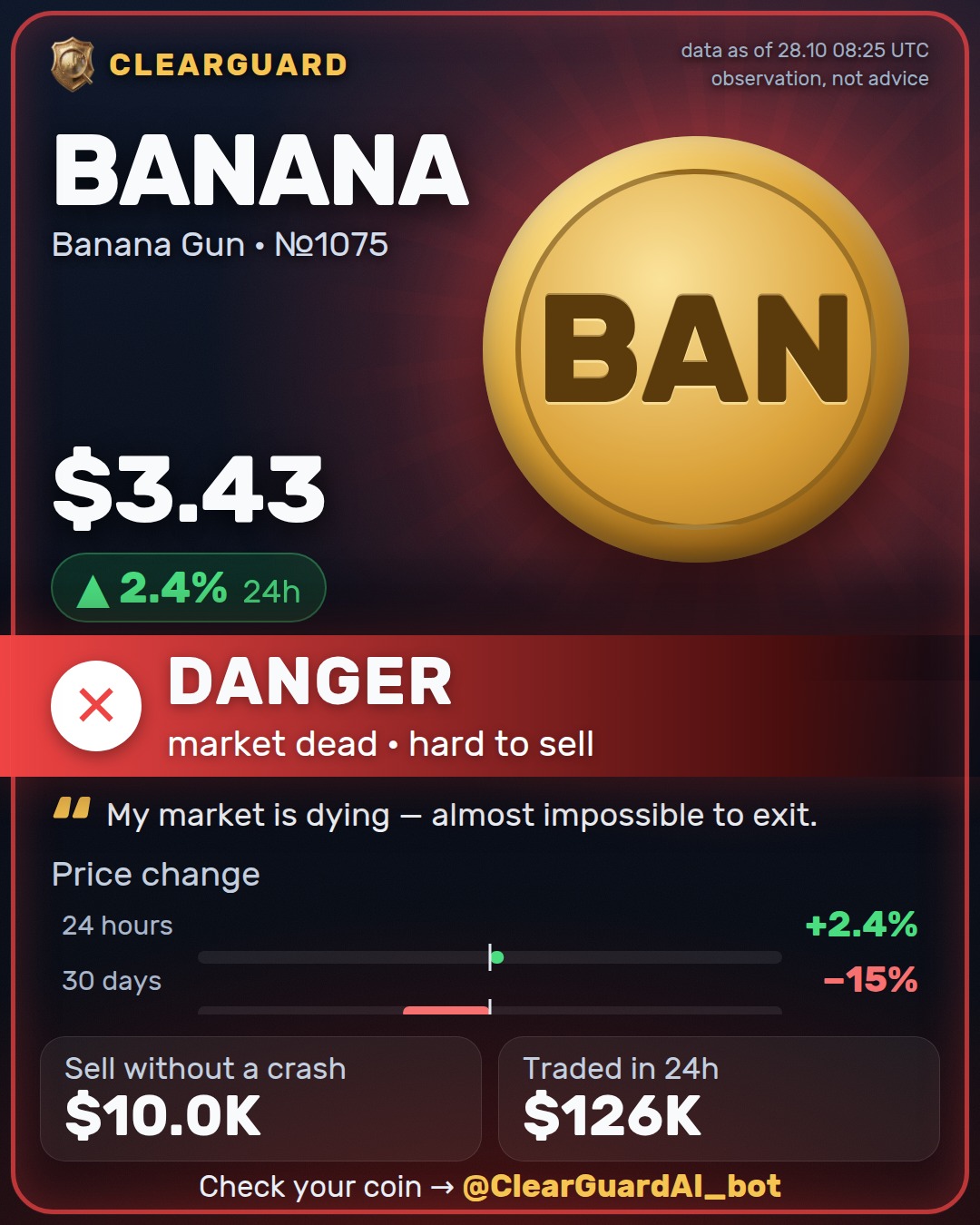 BANANA · Banana Gun — DANGER