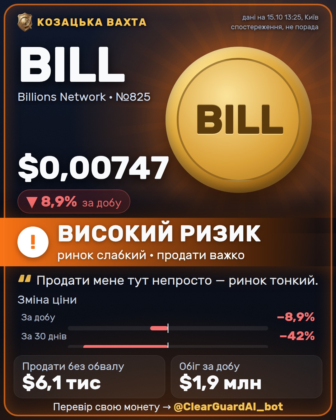 BILL · Billions Network — ВИСОКИЙ РИЗИК