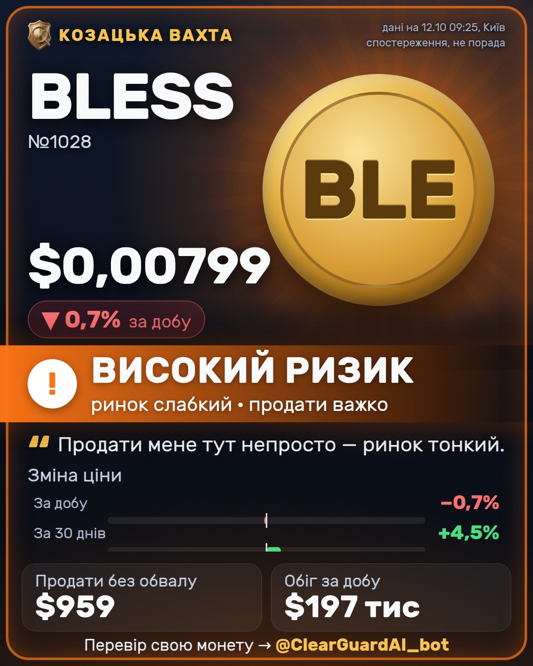 BLESS — ВИСОКИЙ РИЗИК