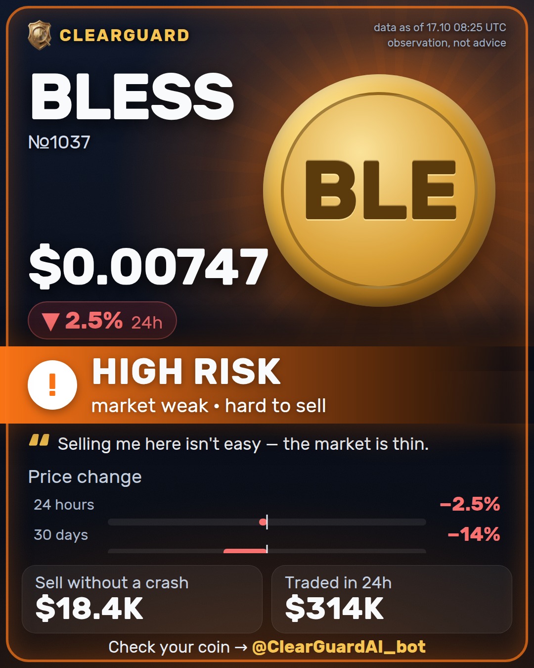 BLESS — HIGH RISK