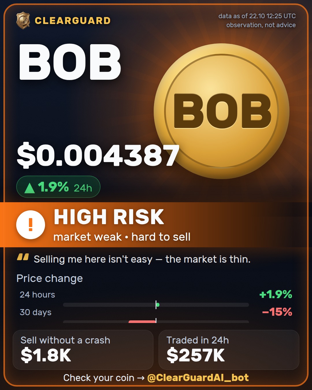 BOB — HIGH RISK