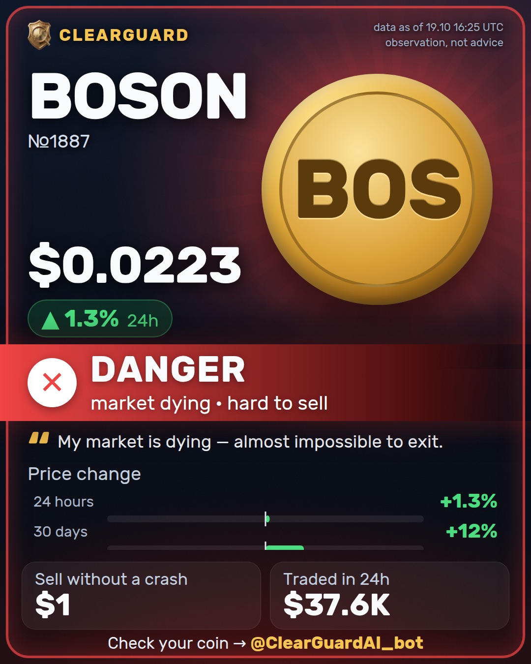 BOSON — DANGER