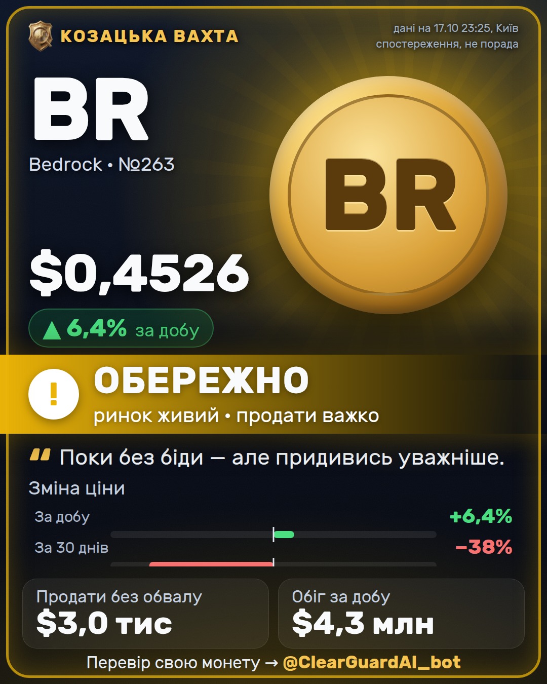 BR · Bedrock — ОБЕРЕЖНО