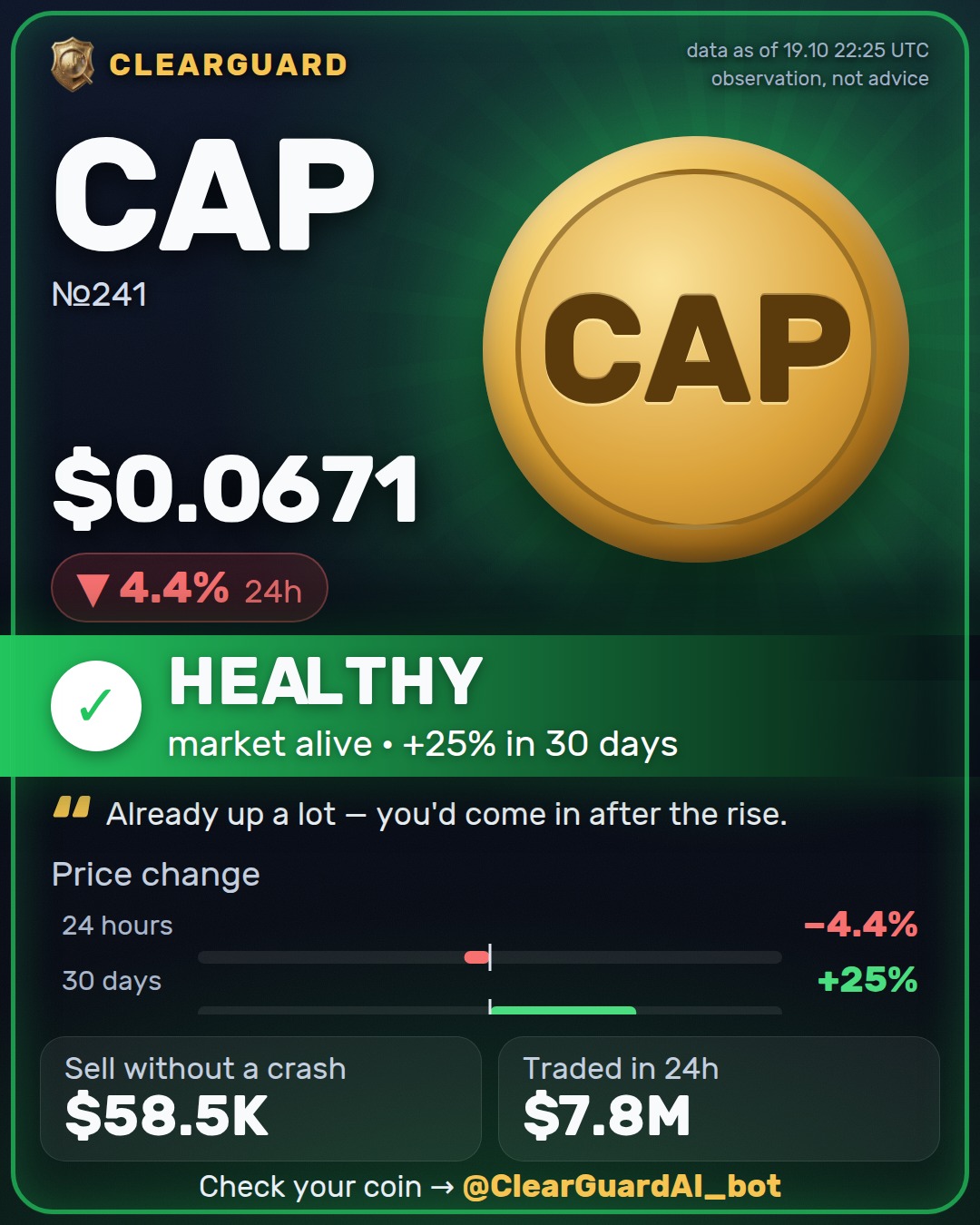 CAP — BE CAREFUL