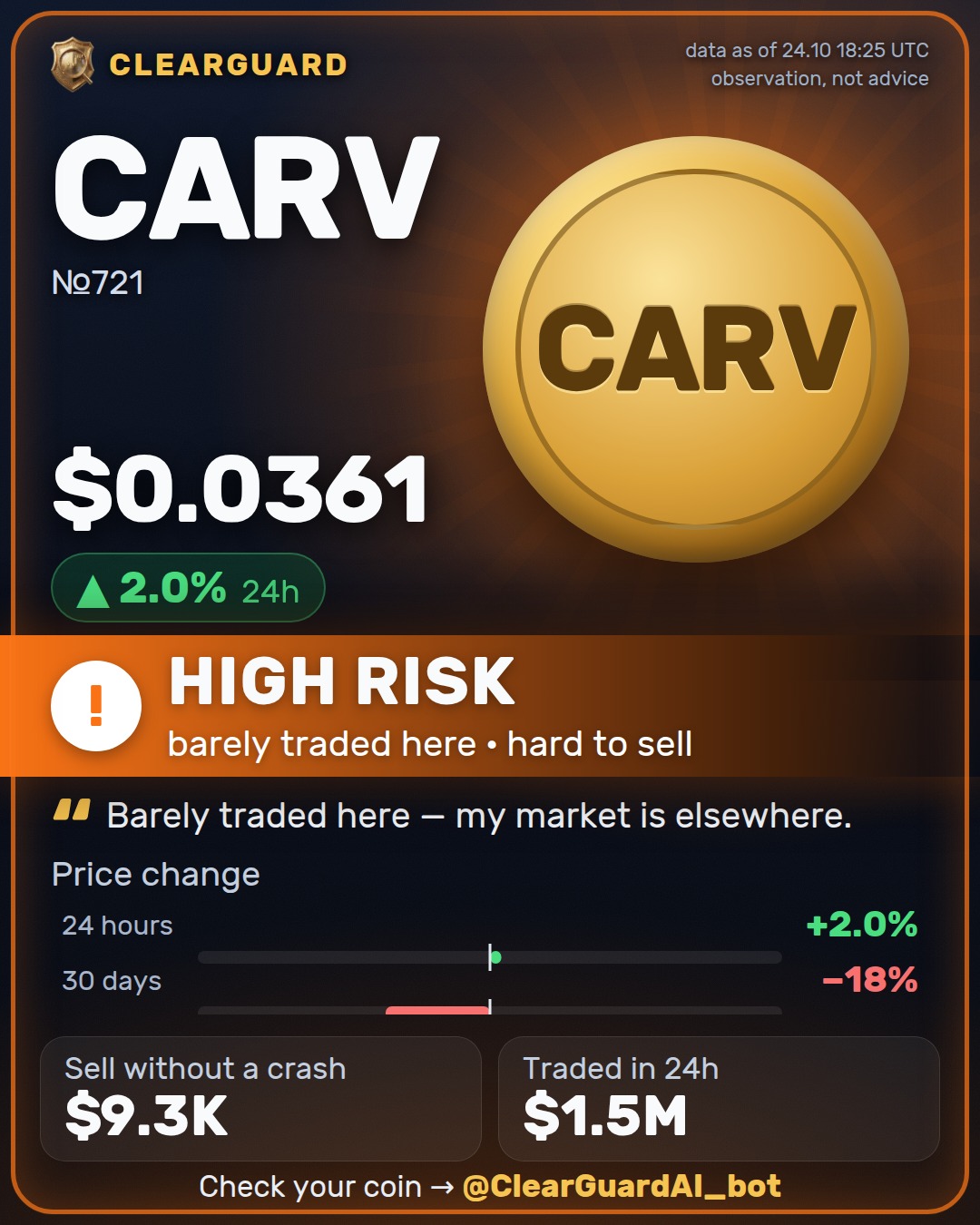CARV — DANGER