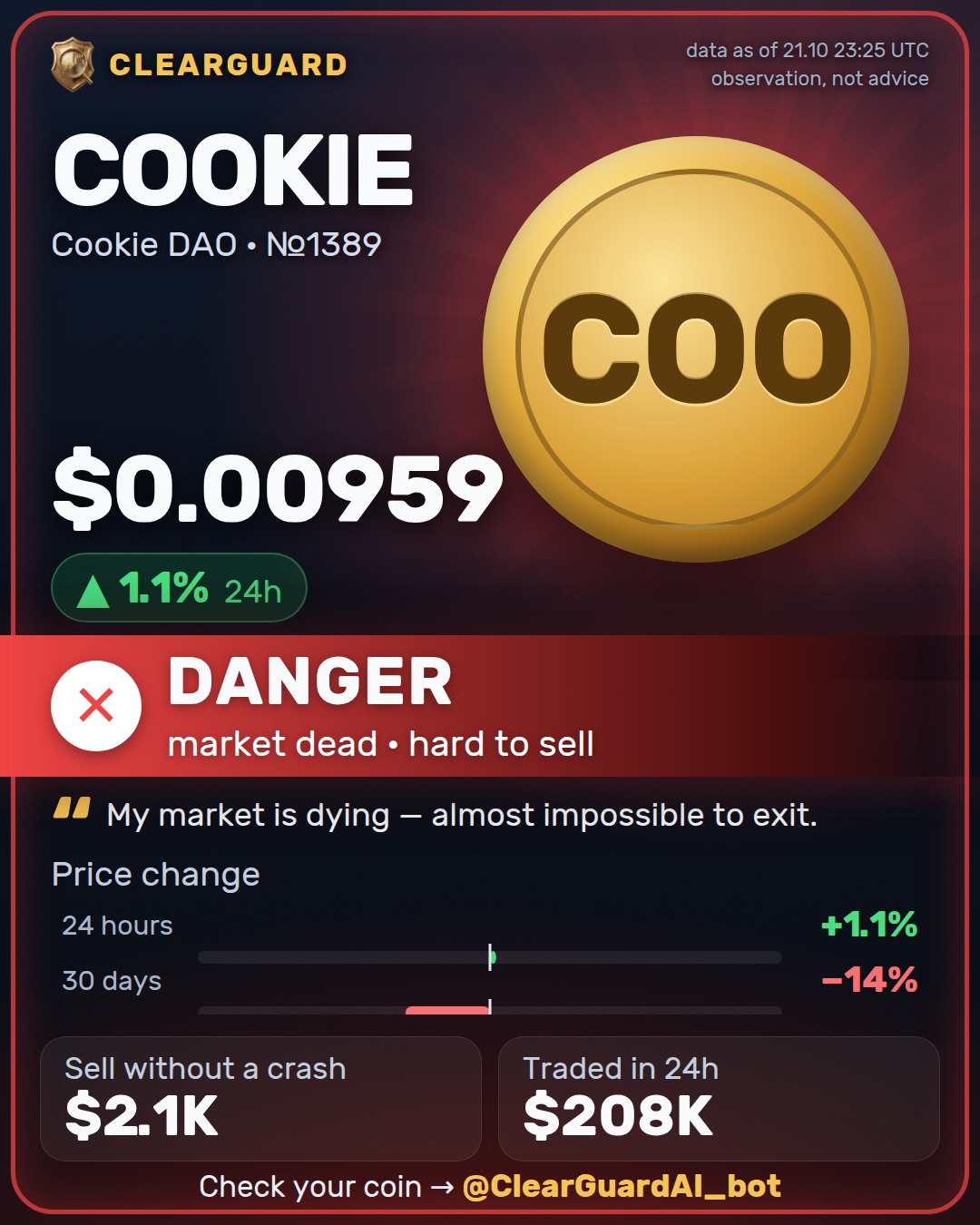 COOKIE · Cookie DAO — DANGER