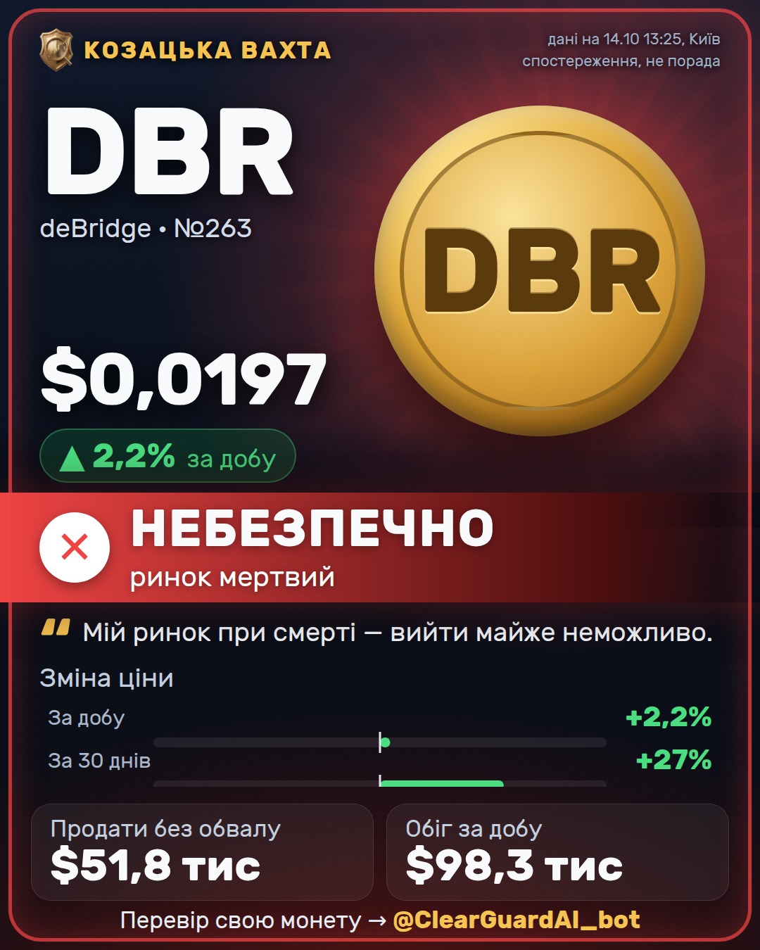 DBR · deBridge — ВИСОКИЙ РИЗИК