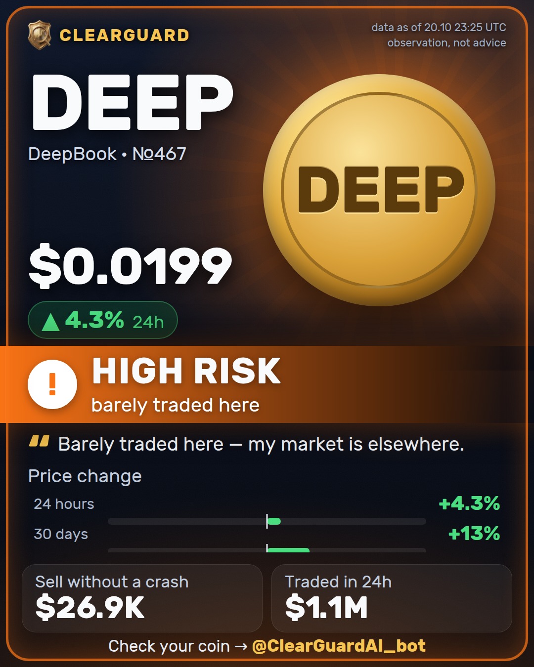 DEEP · DeepBook — HIGH RISK