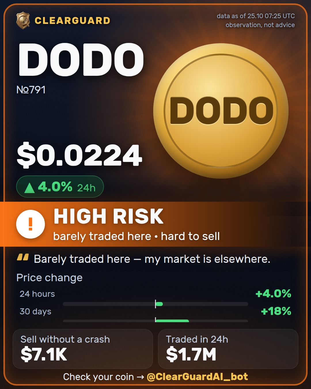 DODO — HIGH RISK