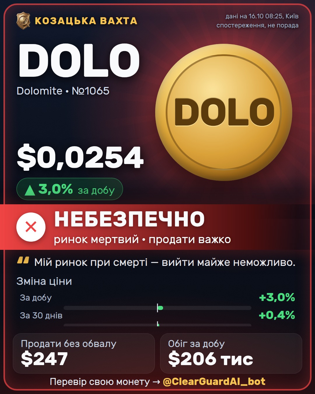 DOLO · Dolomite — НЕБЕЗПЕЧНО