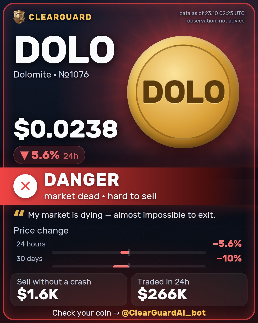 DOLO · Dolomite — DANGER