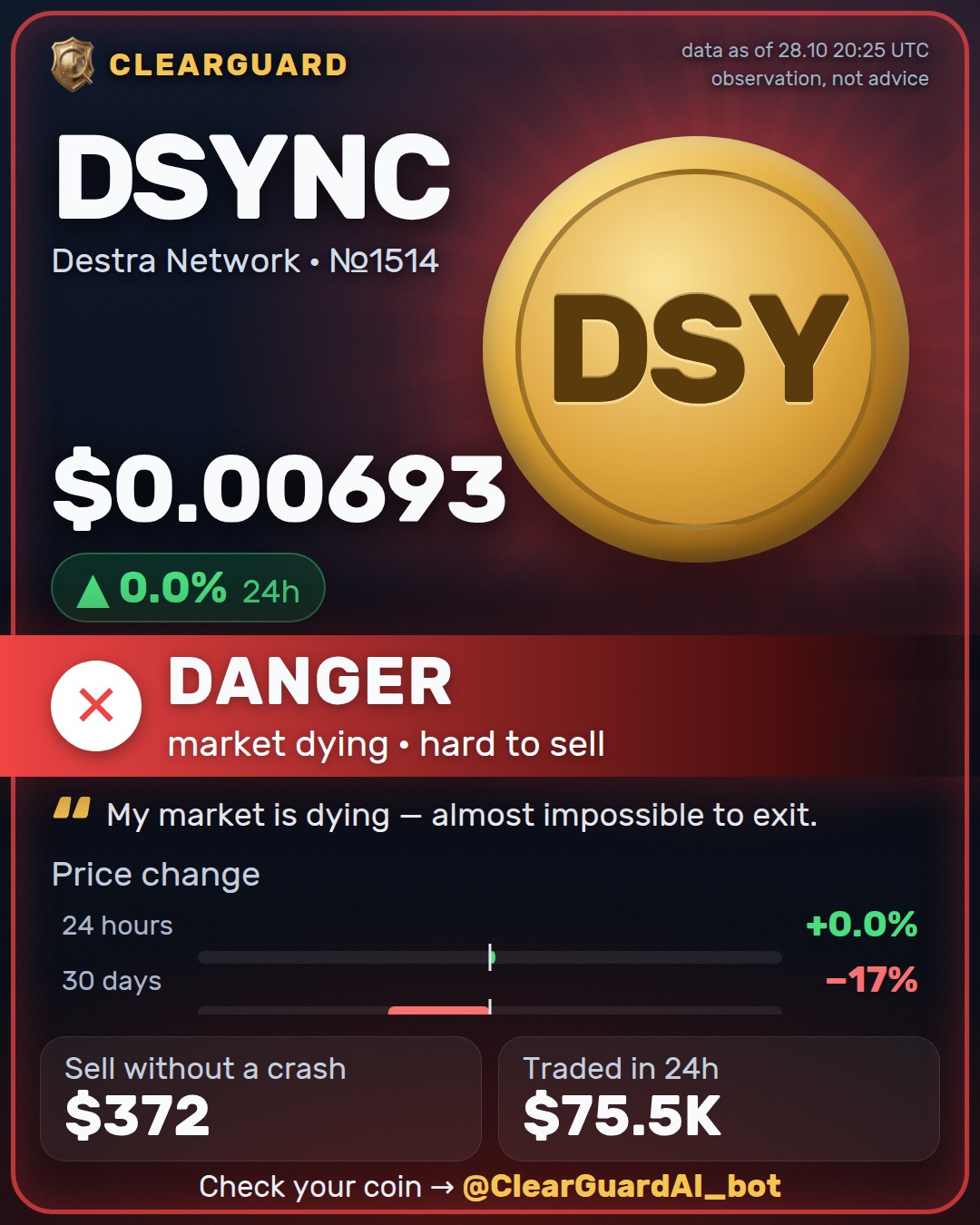 DSYNC · Destra Network — DANGER