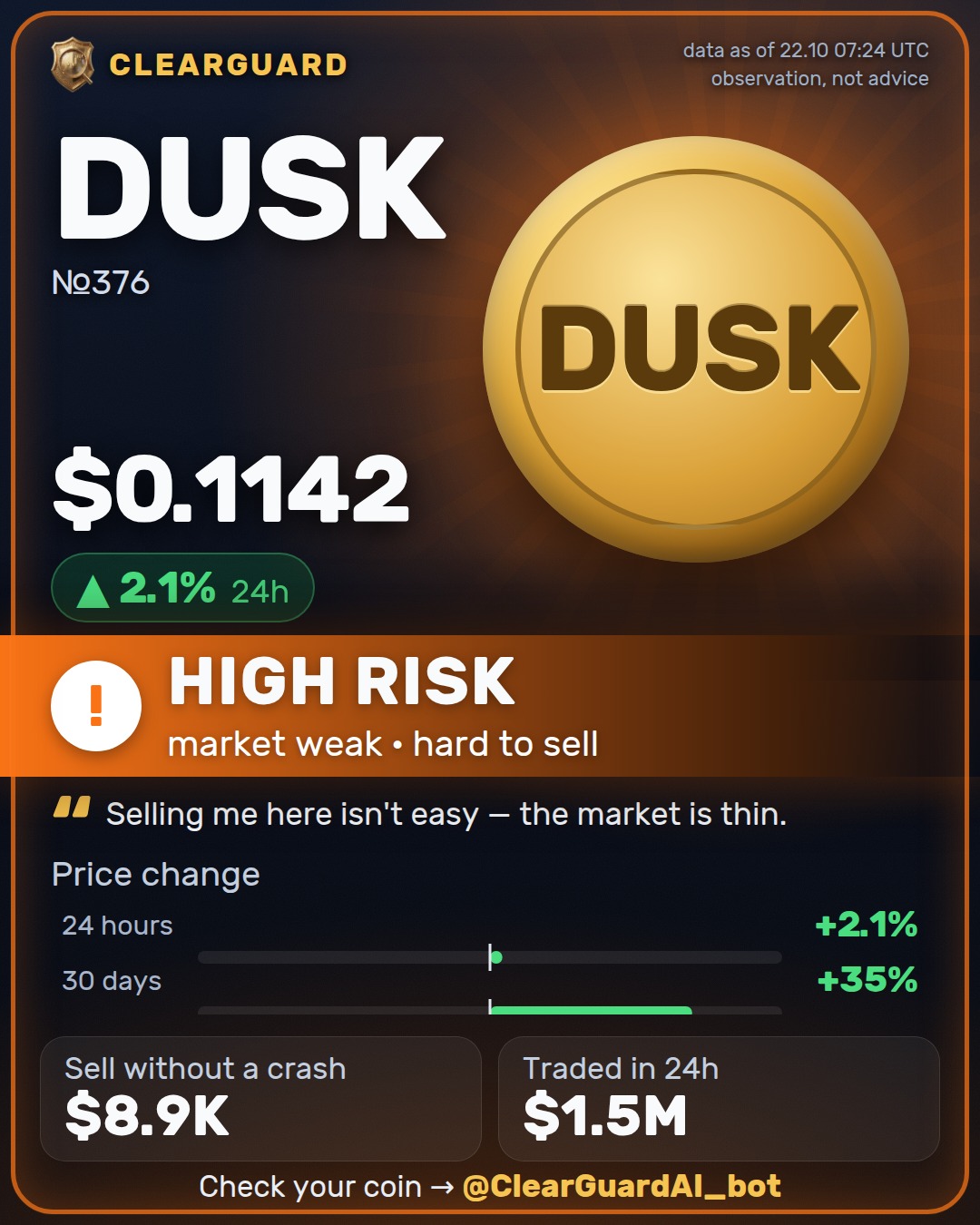 DUSK — DANGER