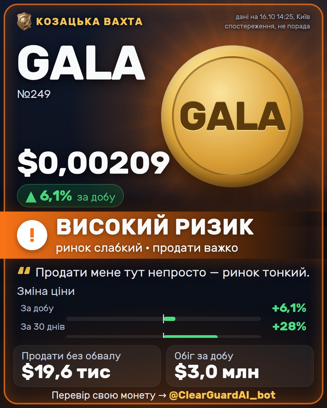 GALA — ВИСОКИЙ РИЗИК