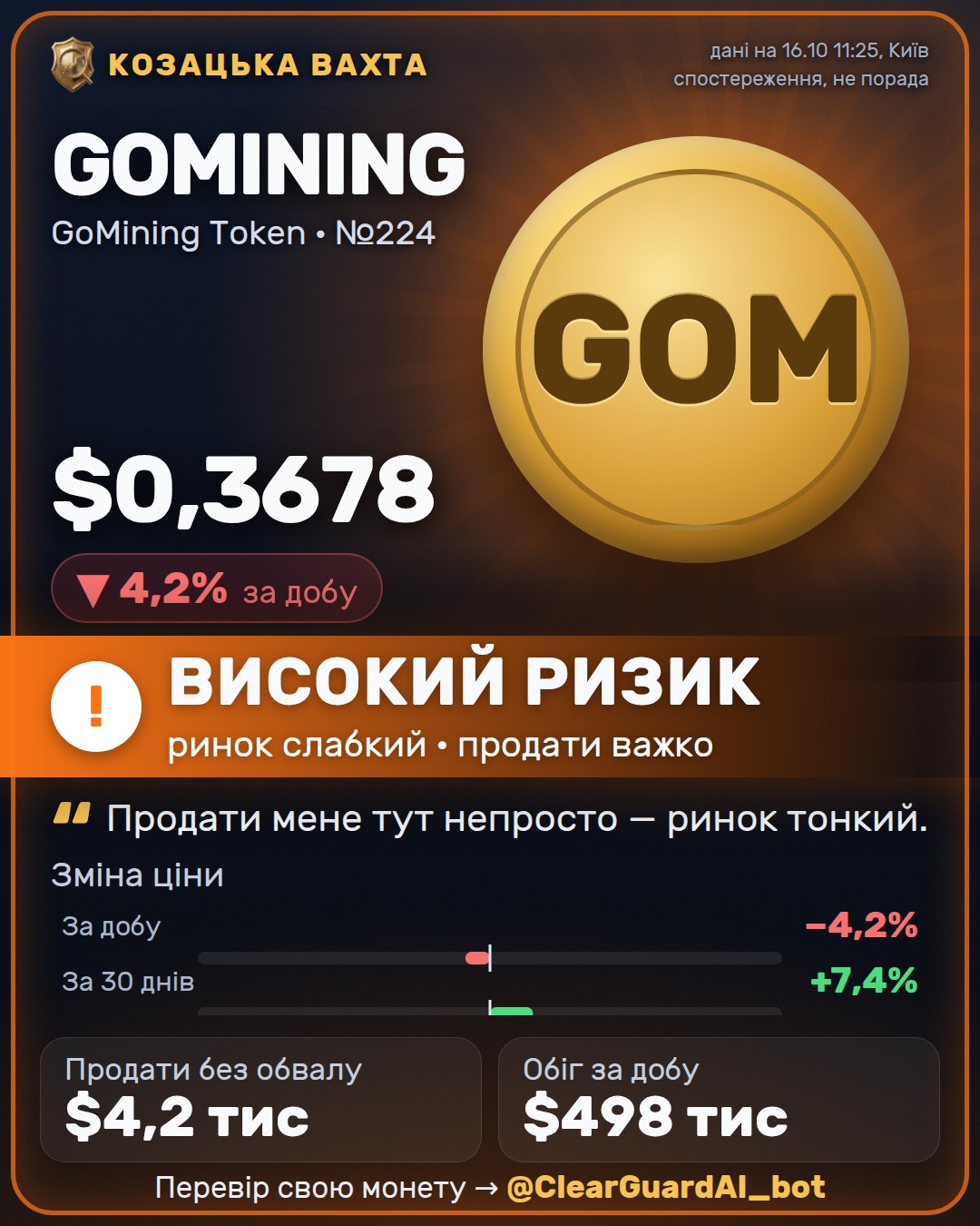 GOMINING · GoMining Token — ВИСОКИЙ РИЗИК