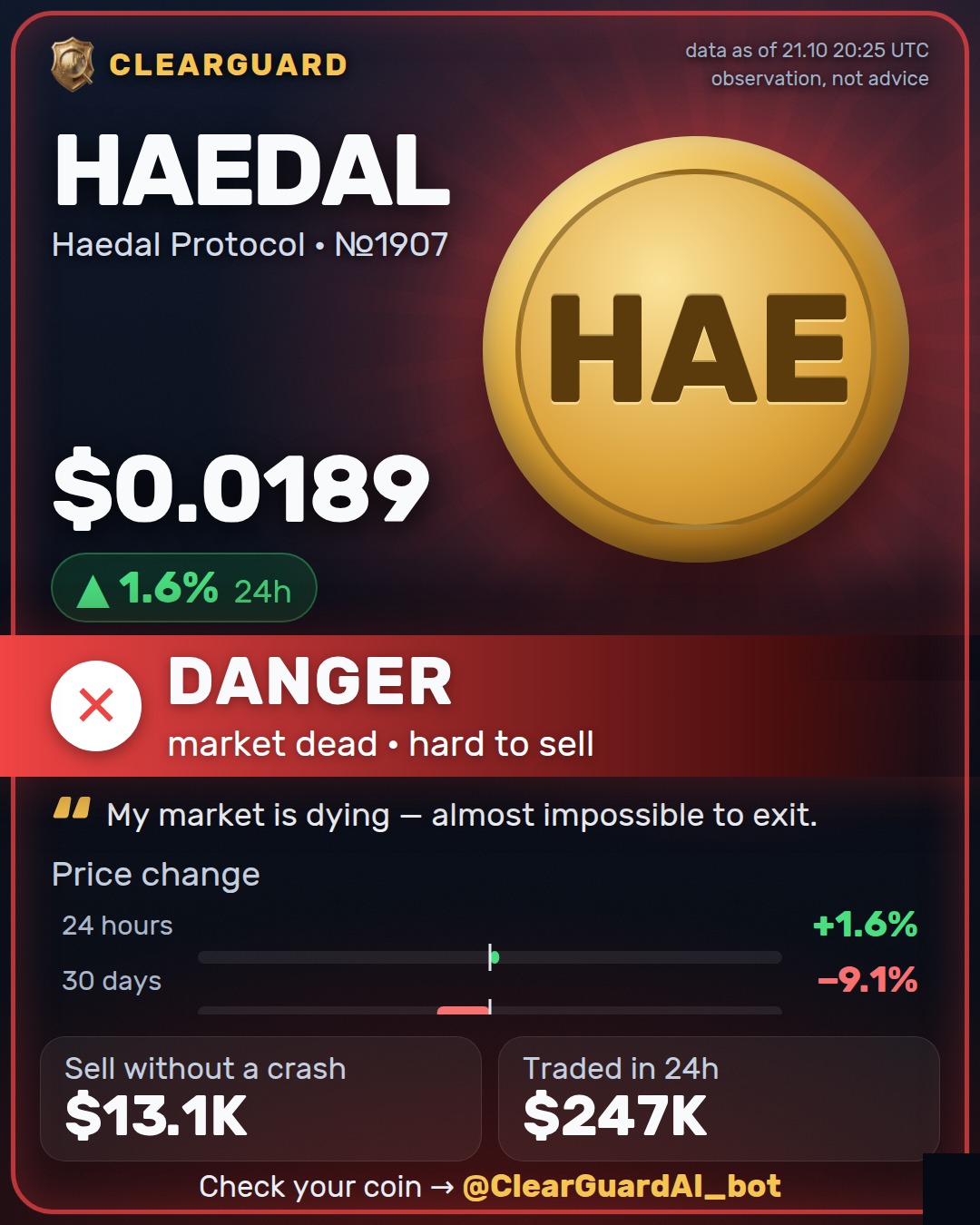 HAEDAL · Haedal Protocol — DANGER