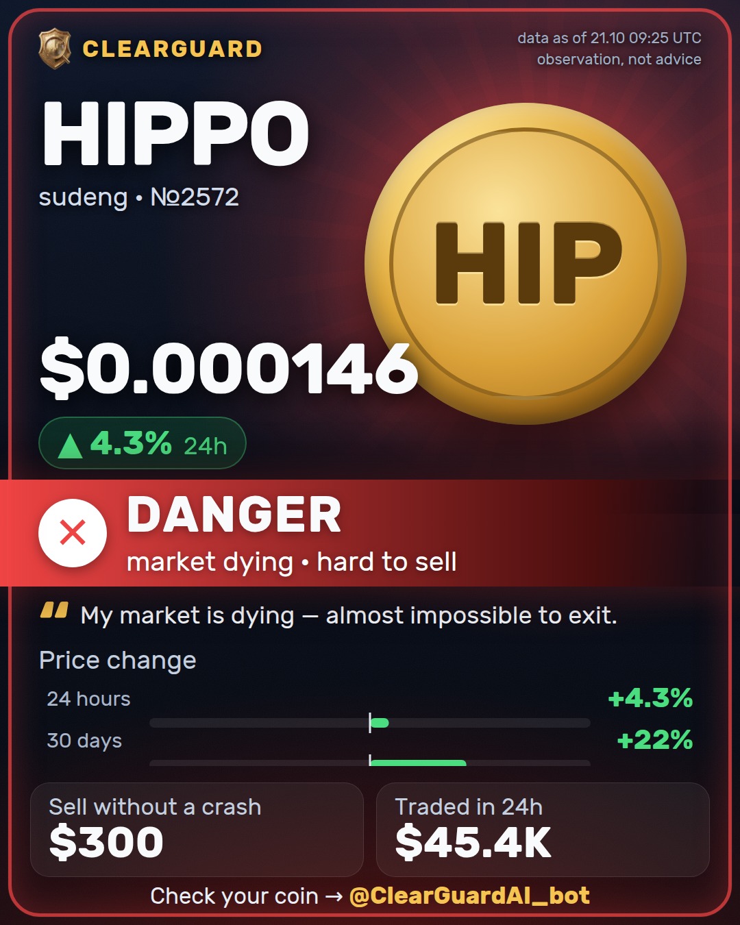 HIPPO · sudeng — HIGH RISK
