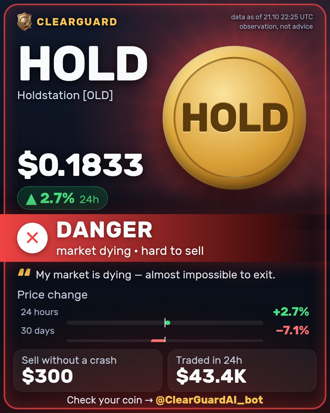 HOLD · Holdstation [OLD] — DANGER