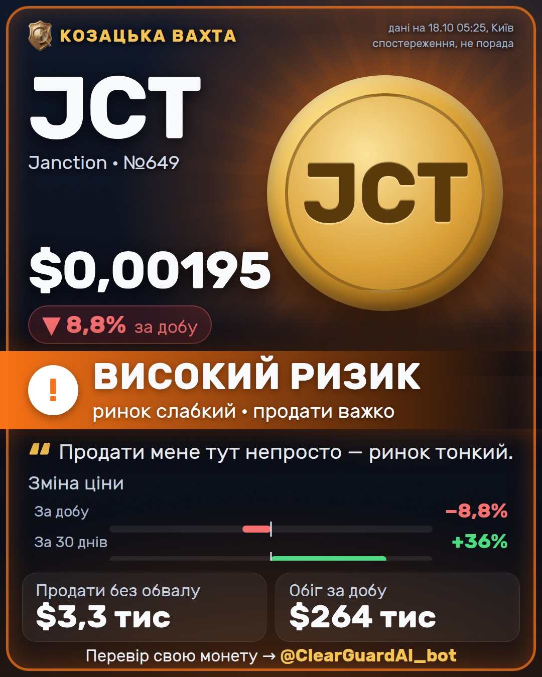 JCT · Janction — ОБЕРЕЖНО