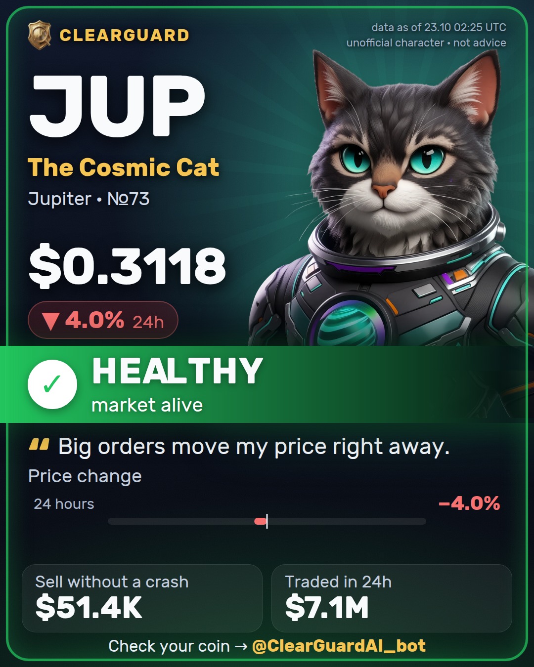 JUP · The Cosmic Cat — HEALTHY