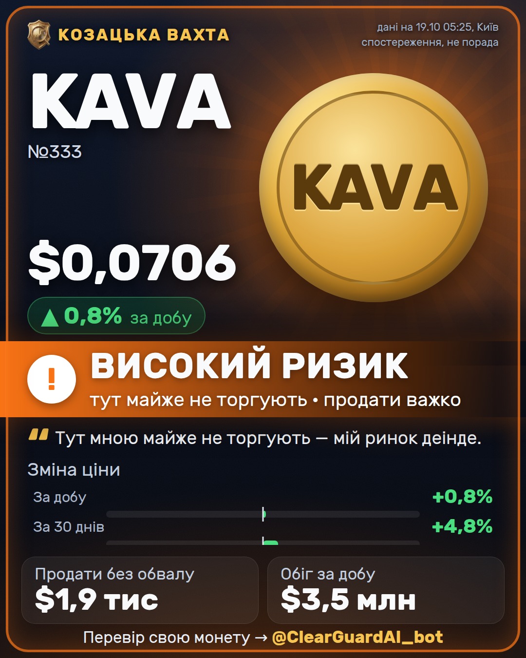 KAVA — ВИСОКИЙ РИЗИК