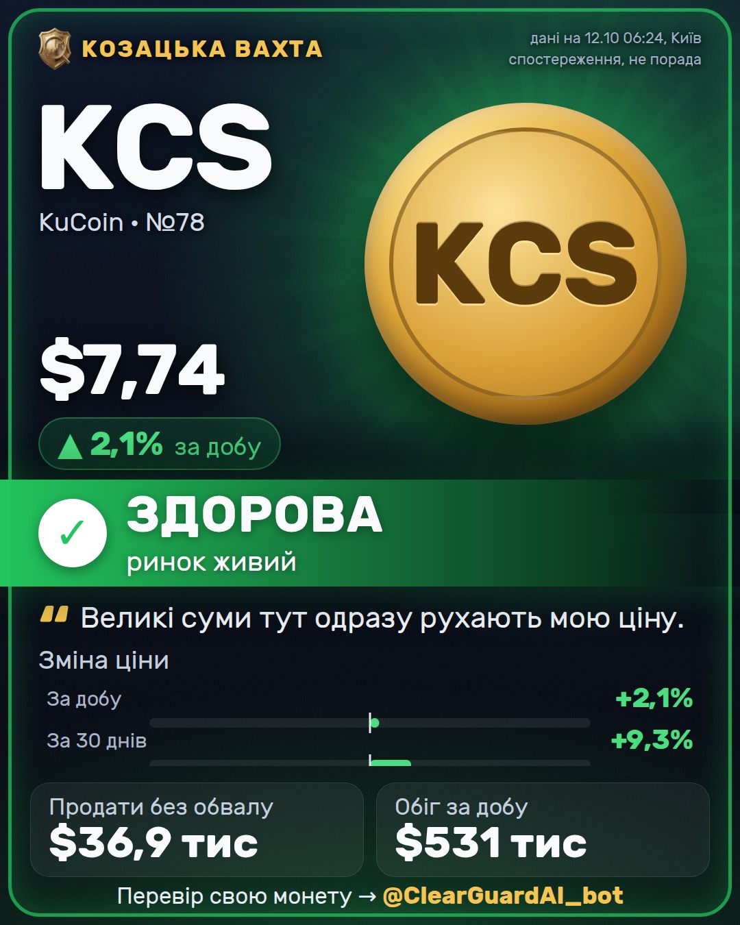 KCS · KuCoin — ЗДОРОВА