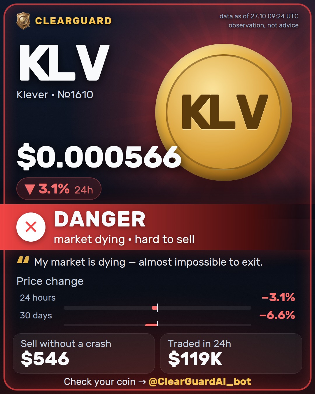 KLV · Klever — HIGH RISK