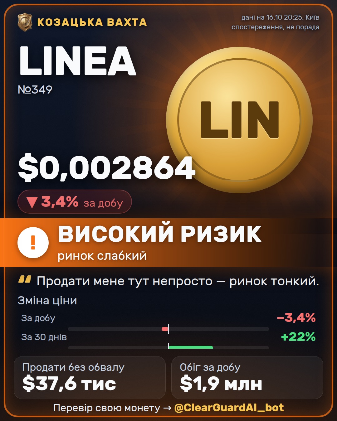 LINEA — ВИСОКИЙ РИЗИК