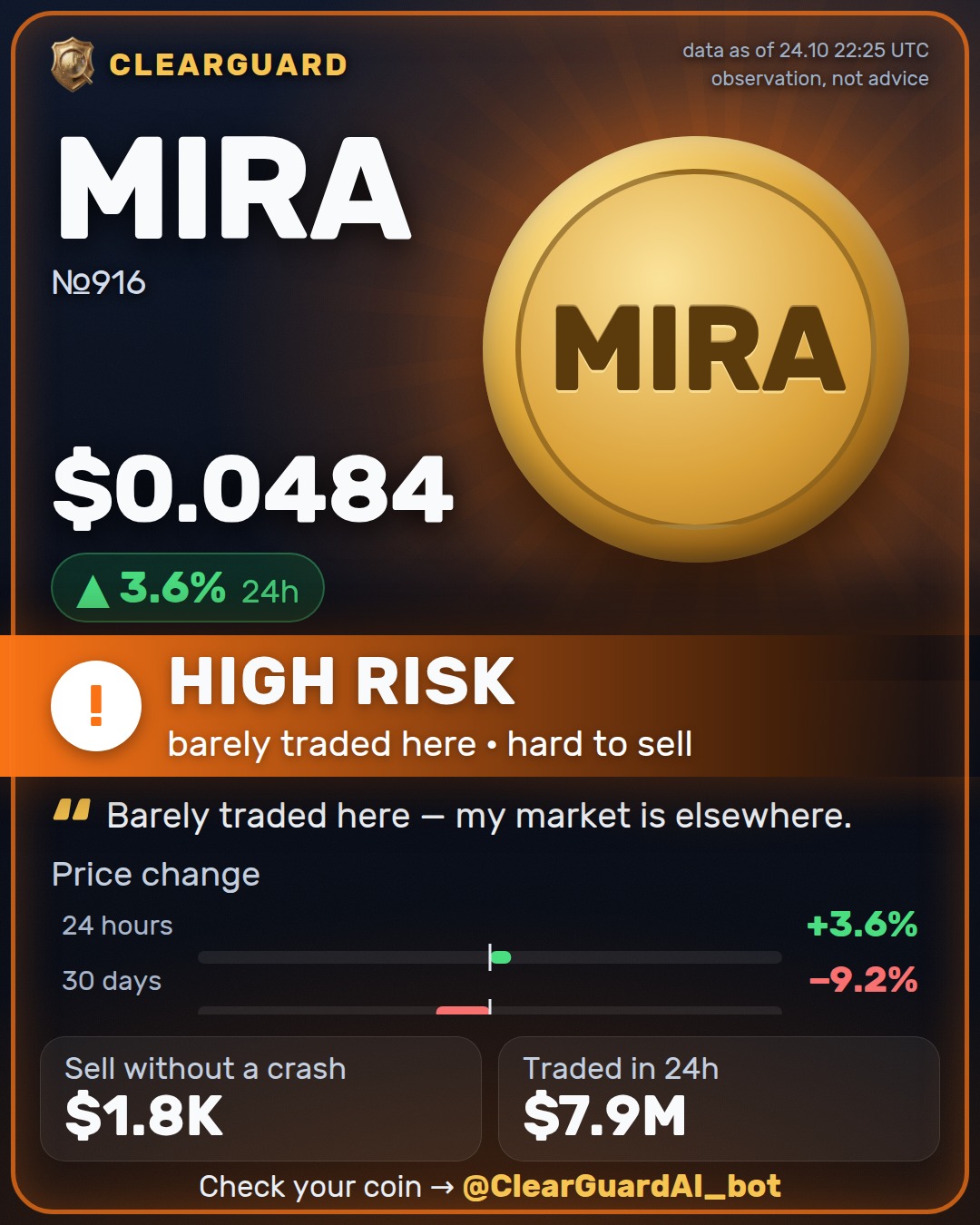 MIRA — DANGER