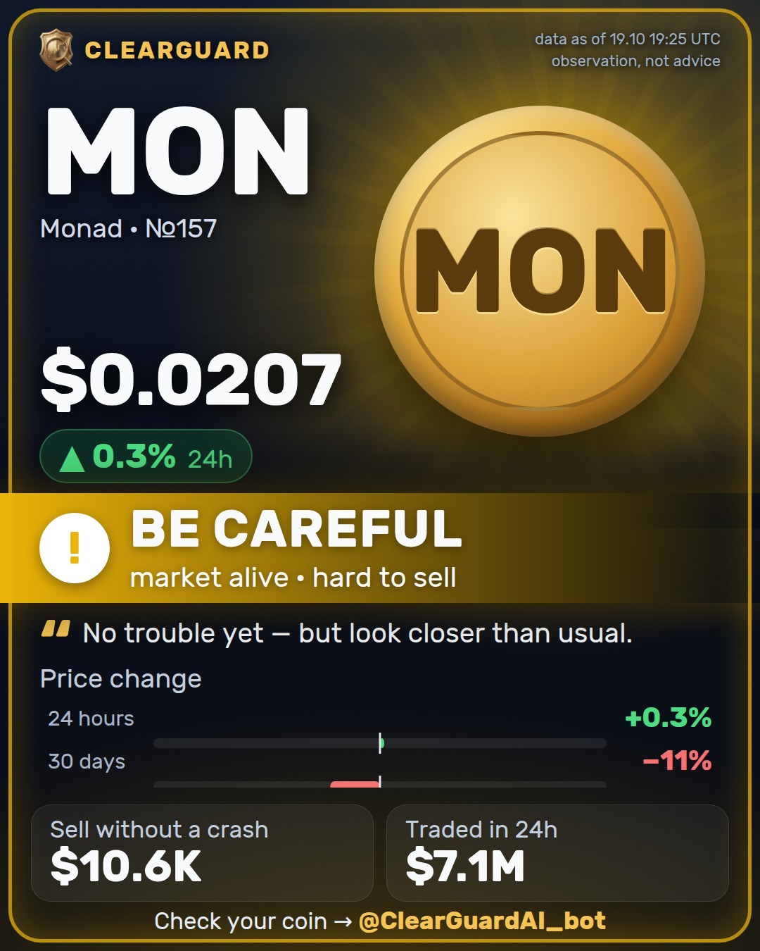 MON · Monad — BE CAREFUL