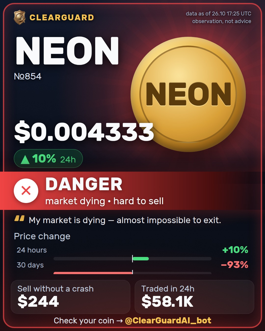 NEON — HIGH RISK