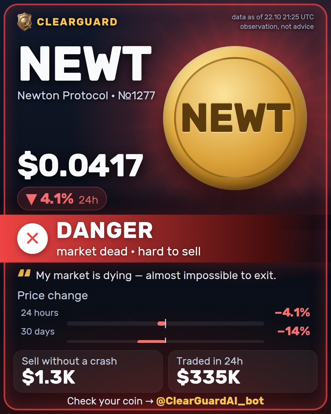 NEWT · Newton Protocol — DANGER