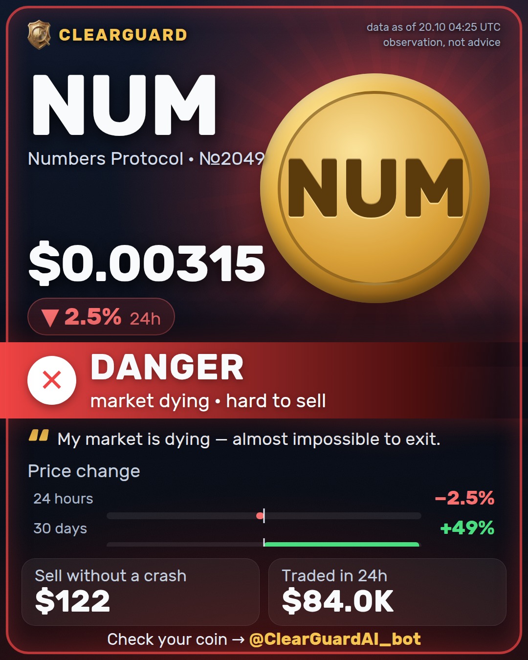 NUM · Numbers Protocol — DANGER
