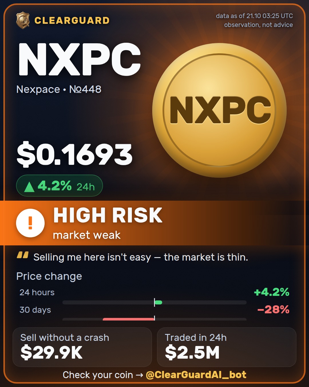 NXPC · Nexpace — DANGER