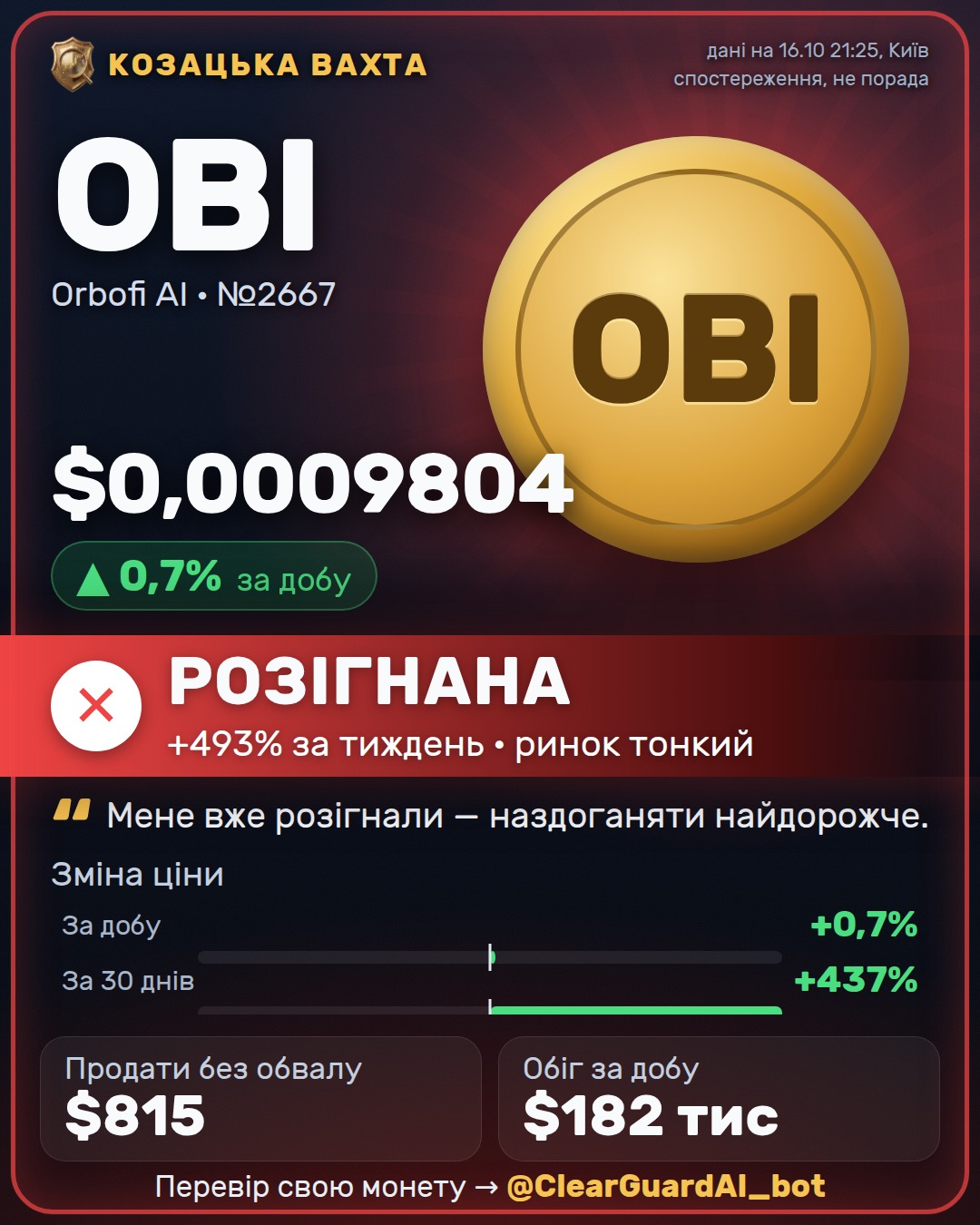 OBI · Orbofi AI — РОЗІГНАНА
