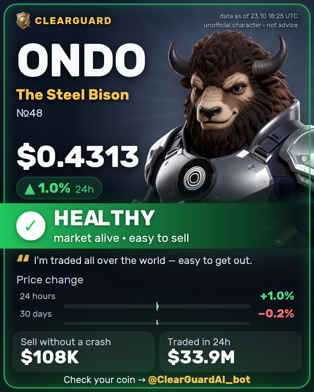 ONDO · The Steel Bison — HEALTHY