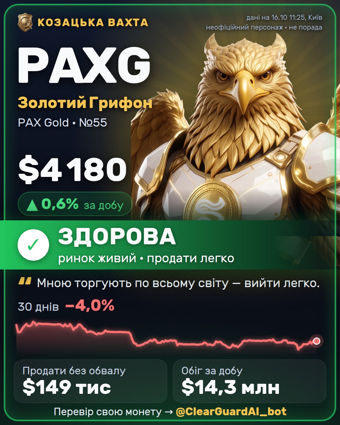 PAXG · Золотий Грифон — ЗДОРОВА