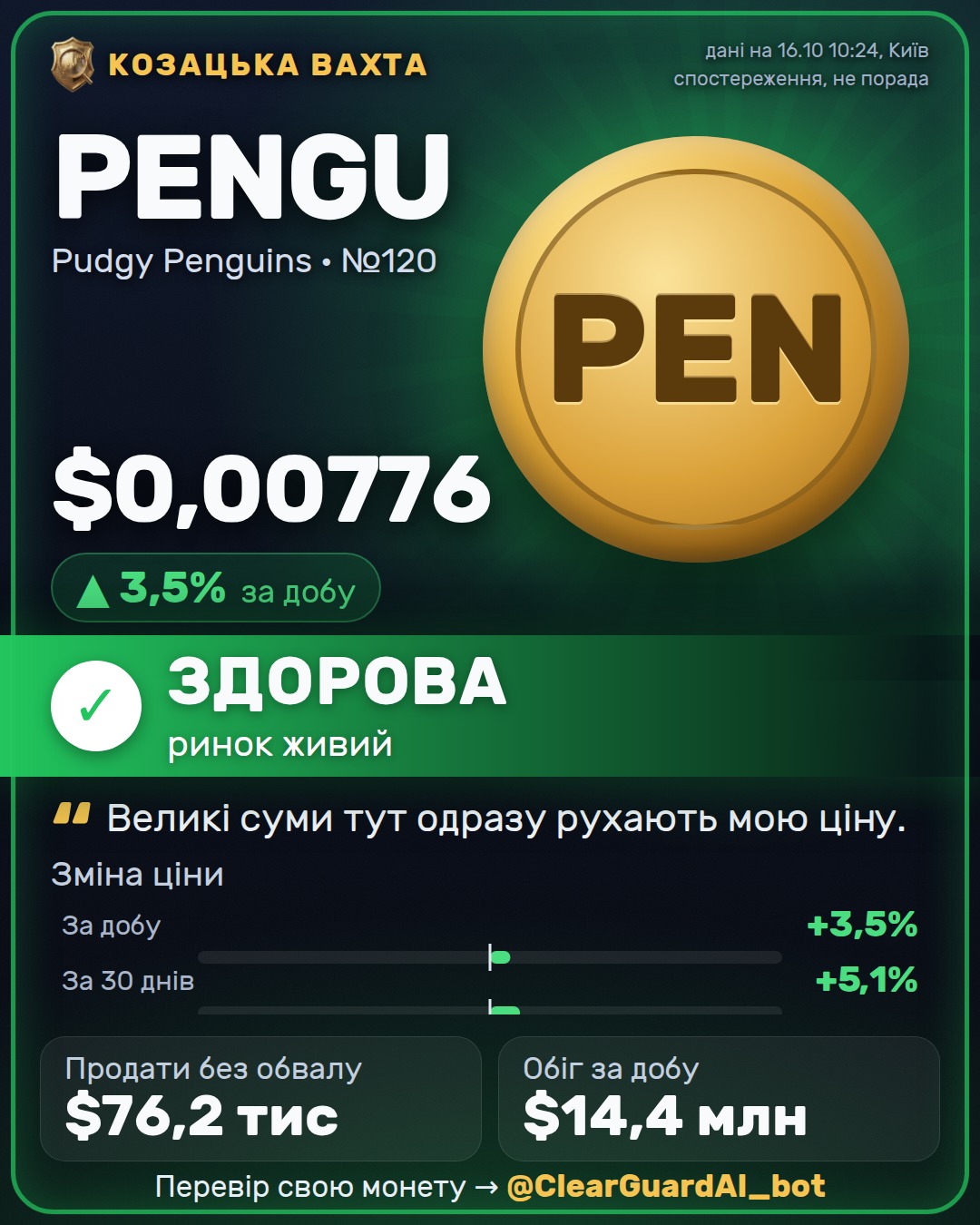 PENGU · Pudgy Penguins — ЗДОРОВА