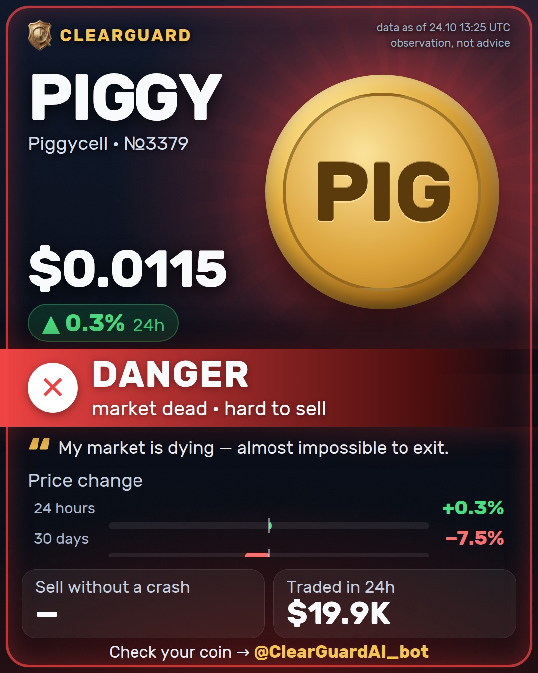 PIGGY · Piggycell — DANGER