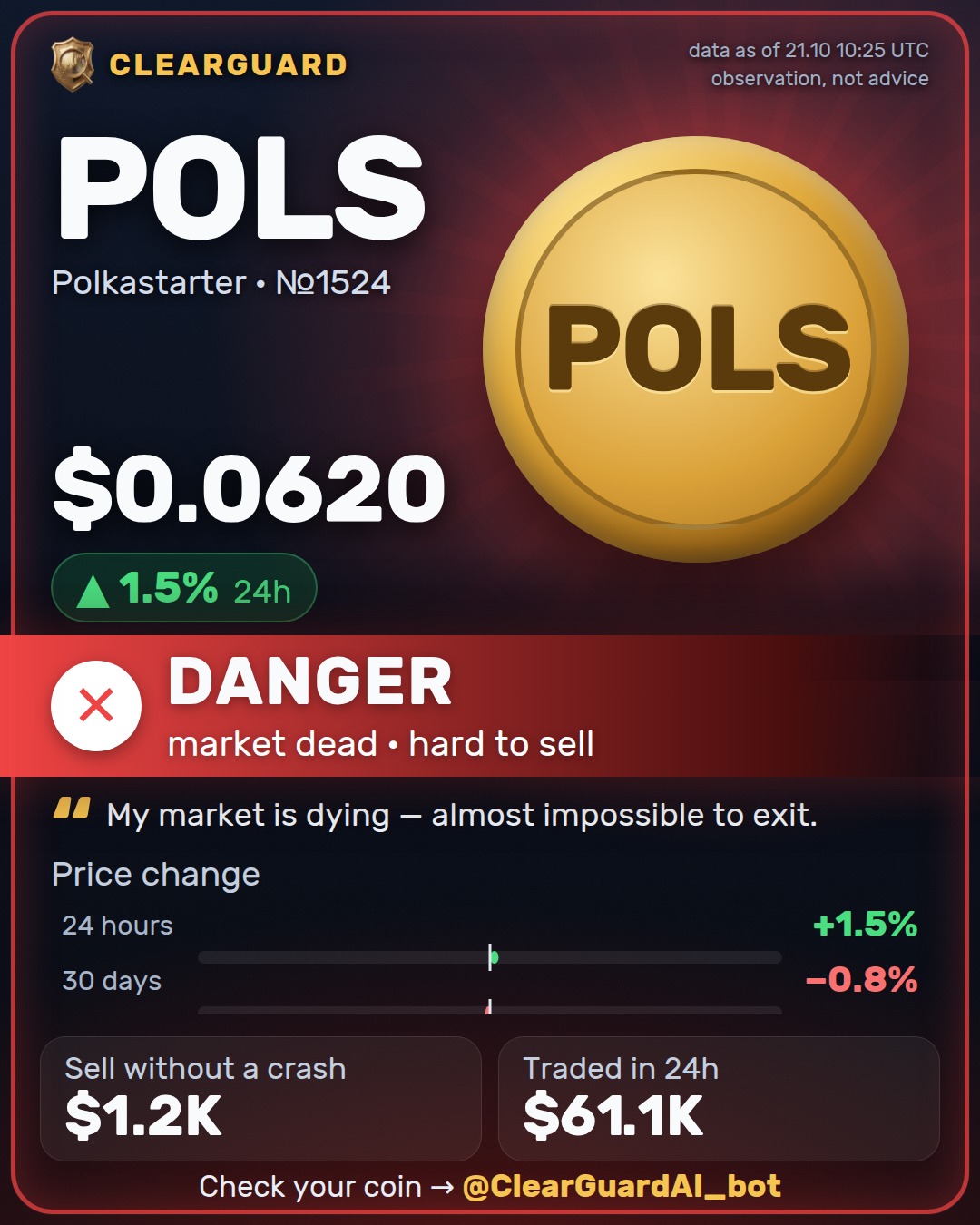 POLS · Polkastarter — DANGER