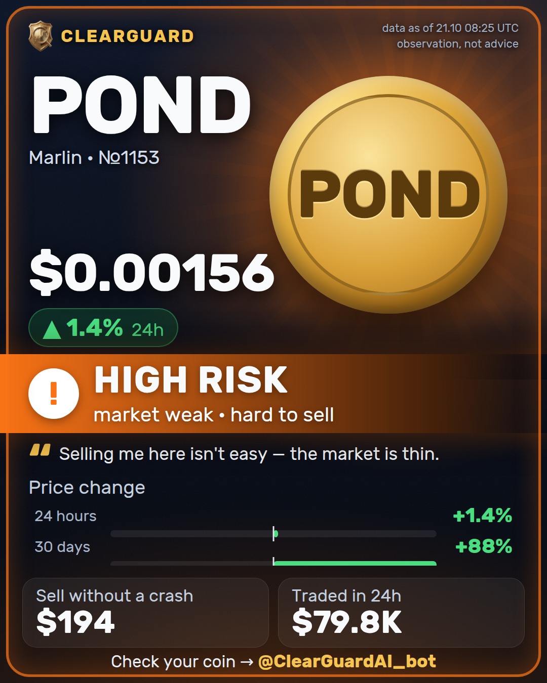 POND · Marlin — DANGER