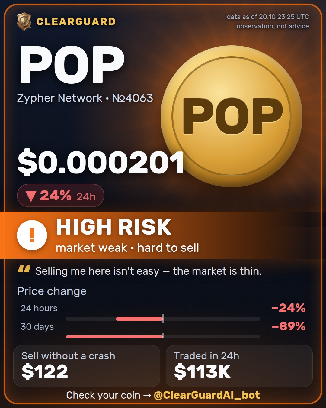 POP · Zypher Network — HIGH RISK