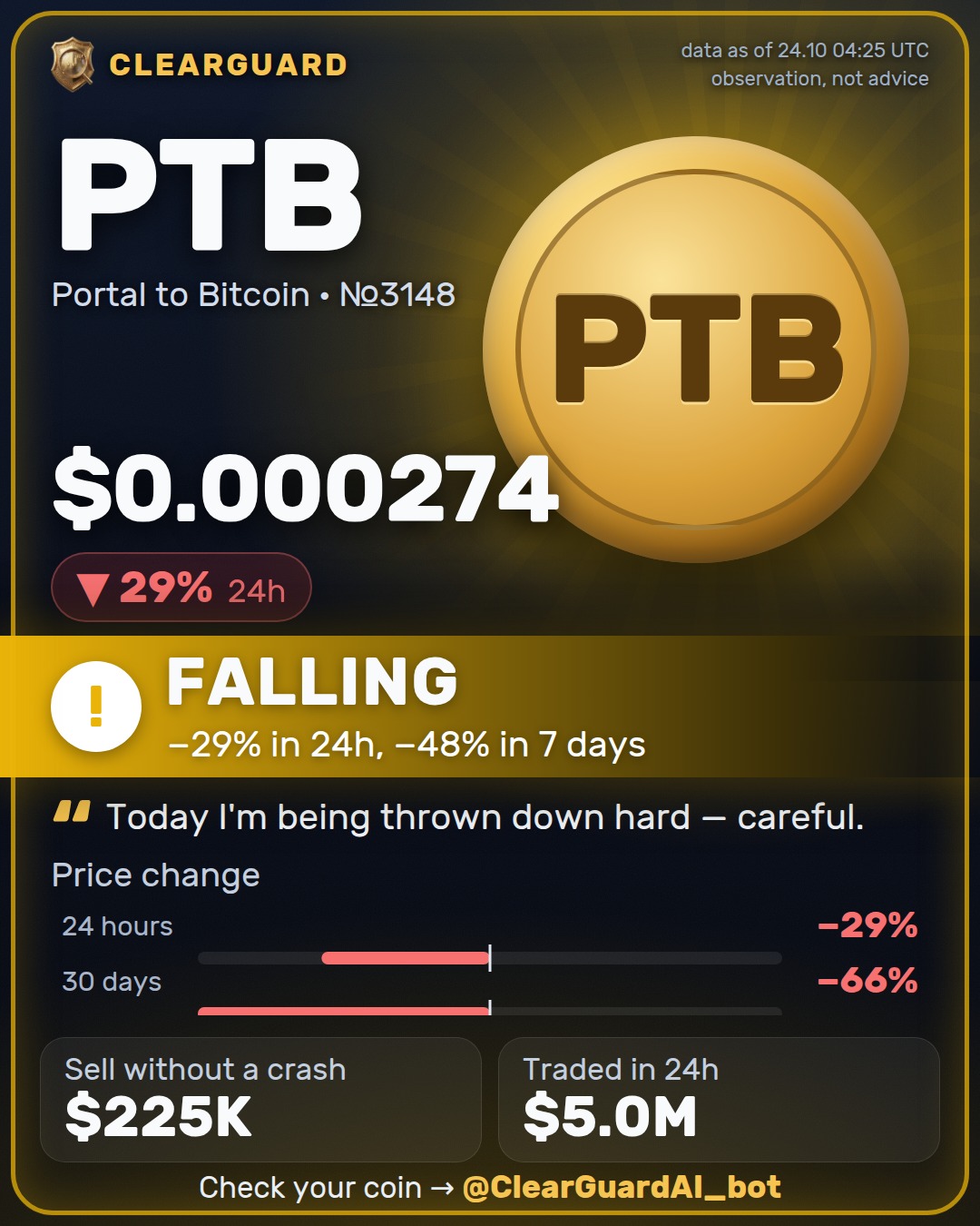 PTB · Portal to Bitcoin — DANGER