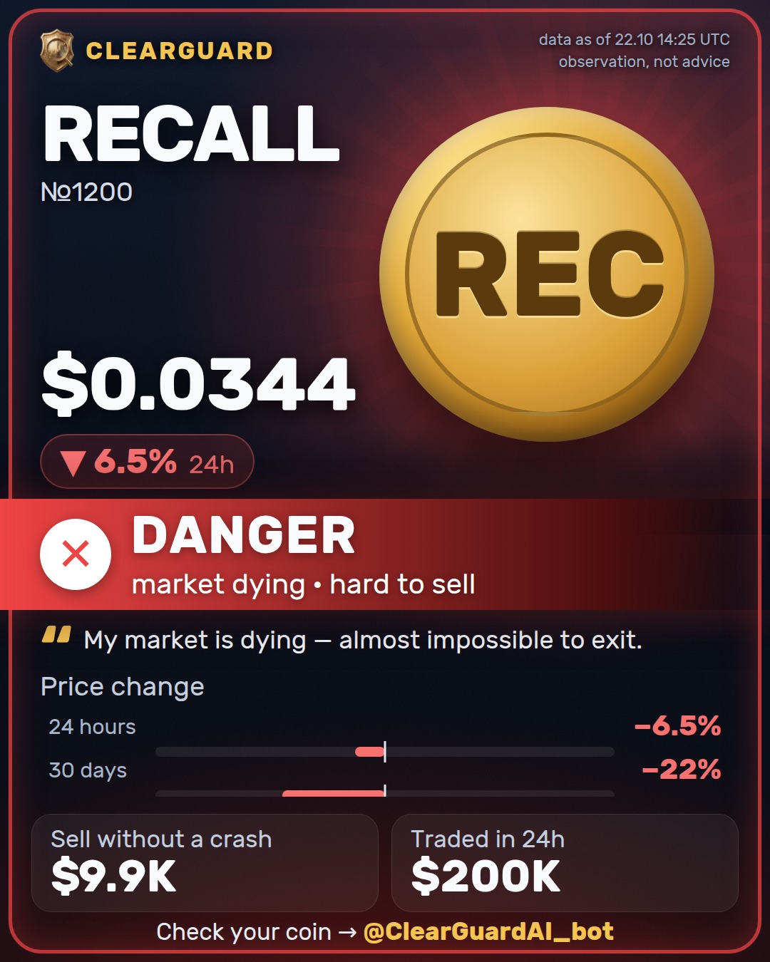 RECALL — DANGER