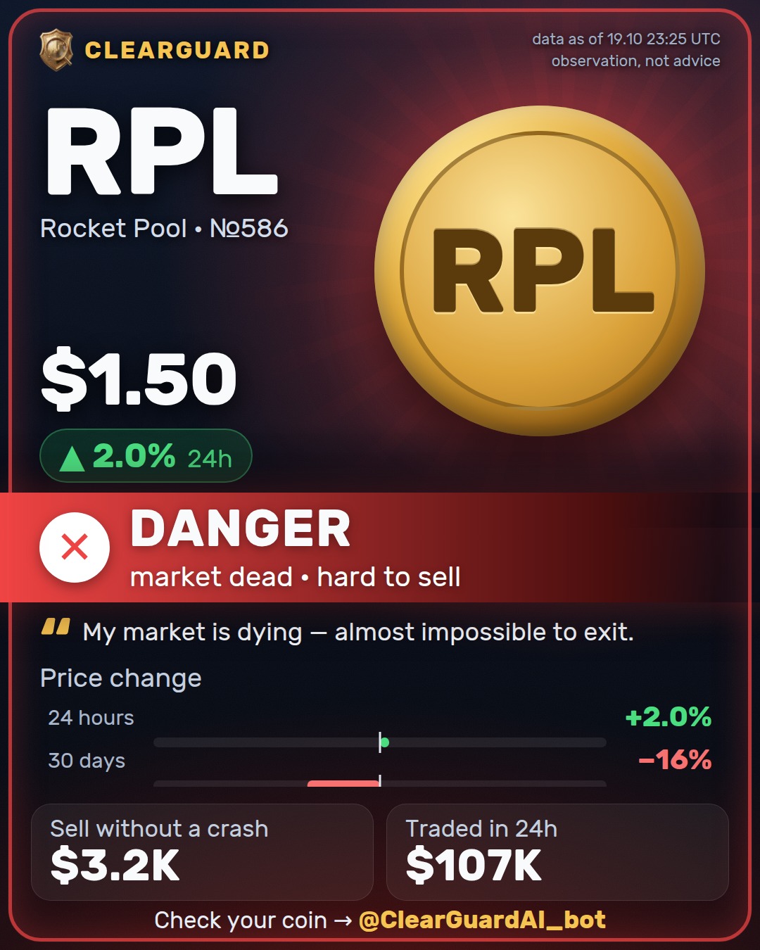 RPL · Rocket Pool — DANGER
